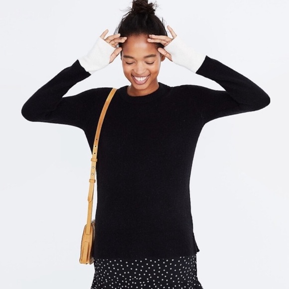 Madewell Sweaters - Madewell Fremont Merino Wool Alpaca Blend Sweater Black Colorblock L